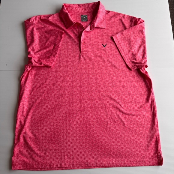 Callaway Other - Callaway Mens XXL Opti-Dri Polo Shirt Pink Geometric Pattern Short Sleeve Golf